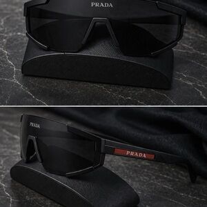 Prada Linea Rossa SPS 04WS Rubber Black/Dark Grey Men's Sunglasses